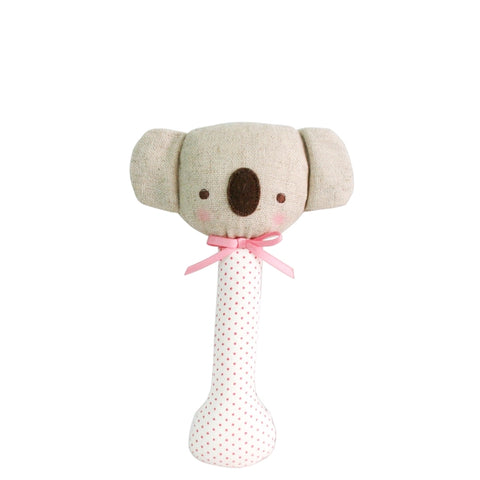 Alimrose Baby Koala Stick Rattle Pink Spot