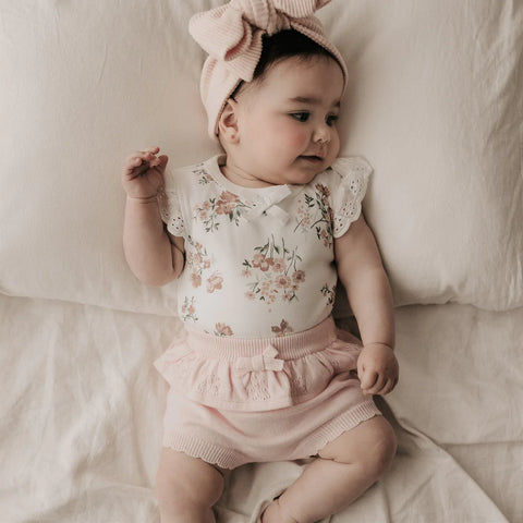 Aster & Oak Pink Ruffle Knit Bloomers