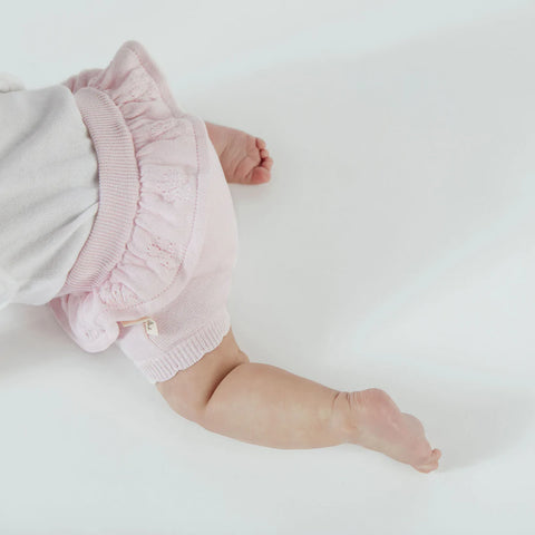 Aster & Oak Pink Ruffle Knit Bloomers