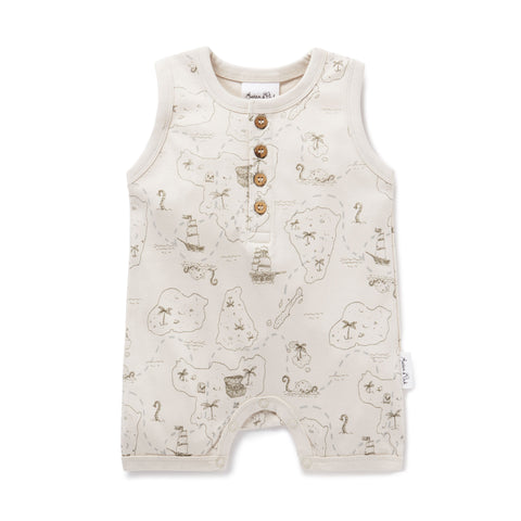 Aster & Oak Pirate Map Henley Romper