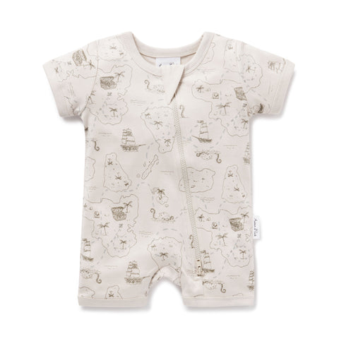 Aster & Oak Pirate Map Zip Romper