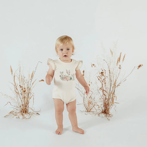 Aster & Oak Prairie Print Flutter Onesie