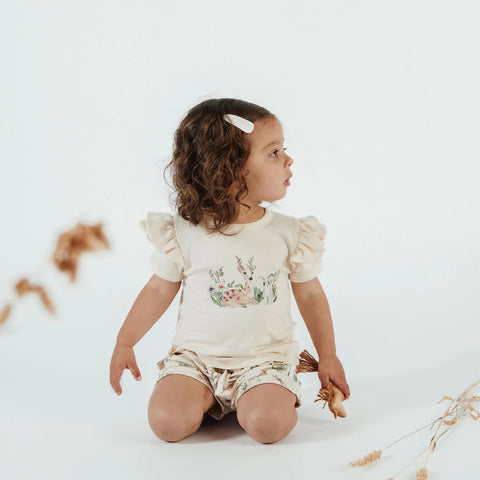 Aster & Oak Prairie Print Flutter Tee - Age 3Y-5Y