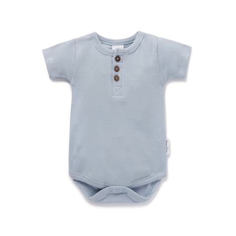 Aster & Oak Zen Blue Rib Henley Onesie