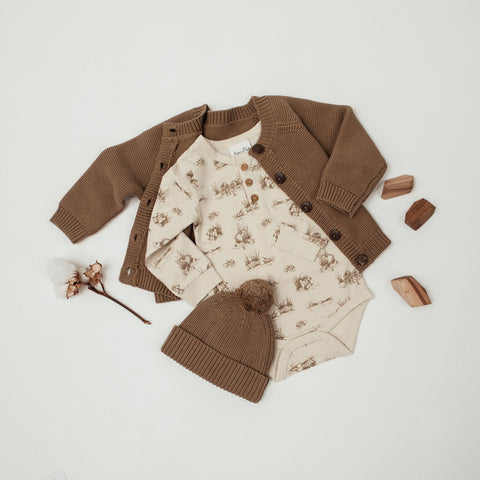 Aster & Oak Beaver Henley Onesie