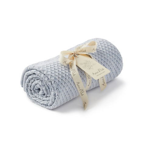 Aster & Oak Heirloom Knit Blanket - Blue Marle