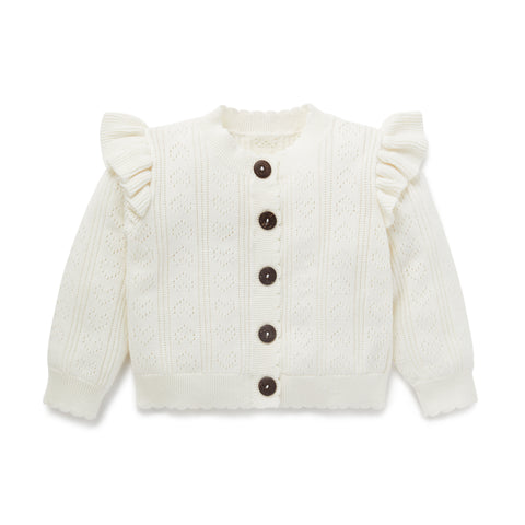 Aster & Oak Off-White Heart Knit Cardigan