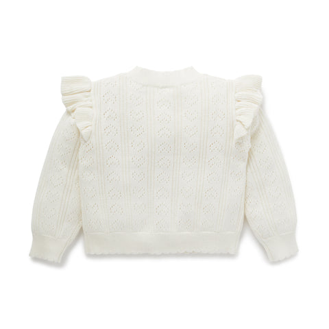 Aster & Oak Off-White Heart Knit Cardigan