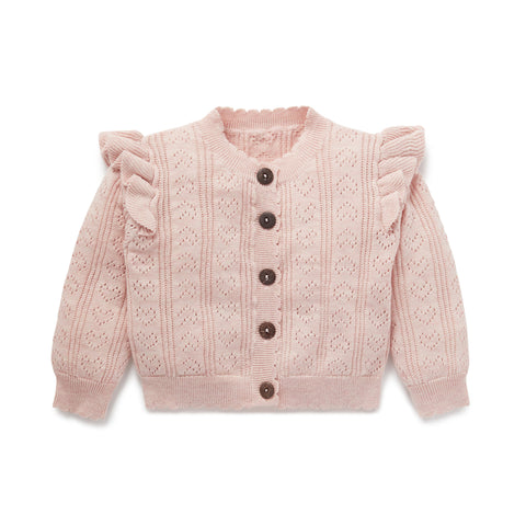 Aster & Oak Pink Heart Knit Cardigan