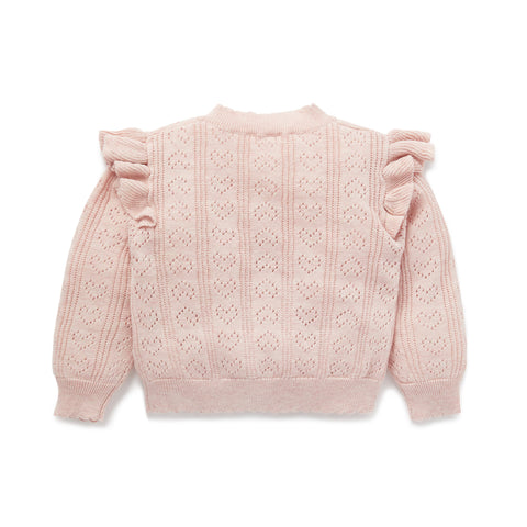 Aster & Oak Pink Heart Knit Cardigan