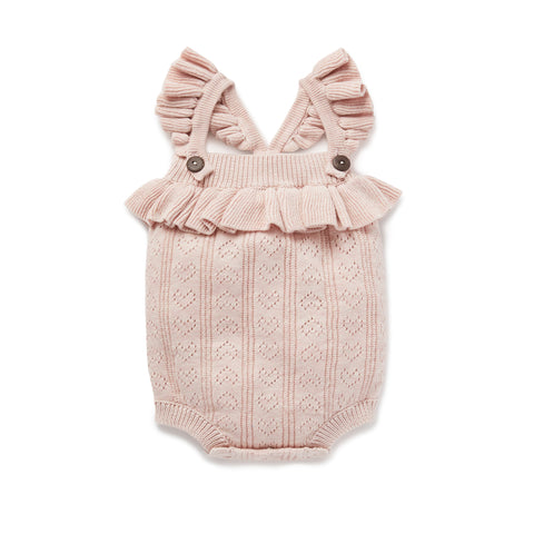 Aster & Oak Pink Heart Knit Romper