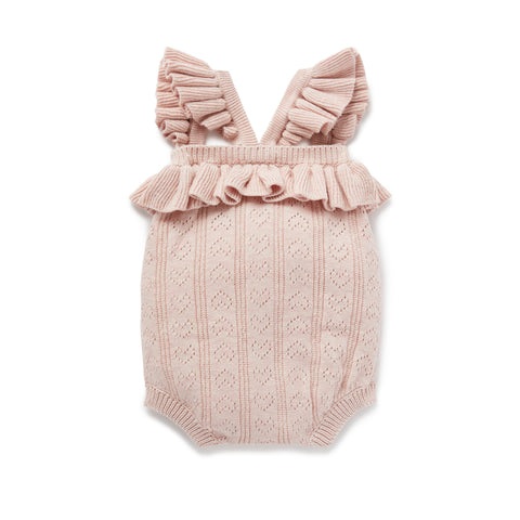 Aster & Oak Pink Heart Knit Romper