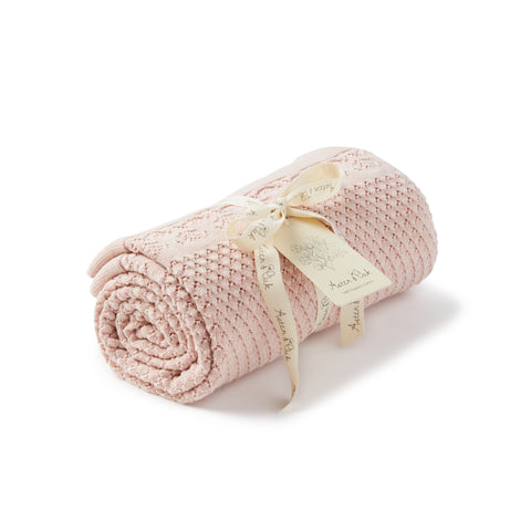 Aster & Oak Heirloom Knit Blanket - Pink