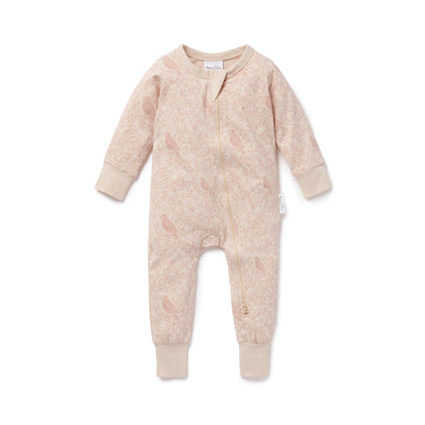 Aster & Oak Song Bird Organic Zip Romper