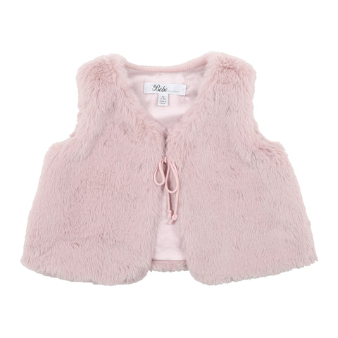 Bebe Ivy Faux Fur Vest - Smoke Pink