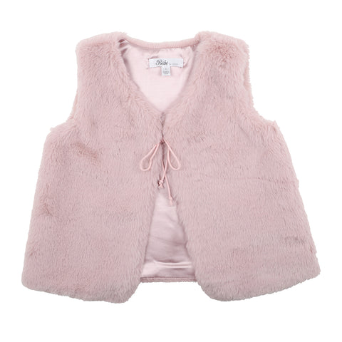 Bebe Ivy Faux Fur Vest - Smoke Pink - Size 3-7Y