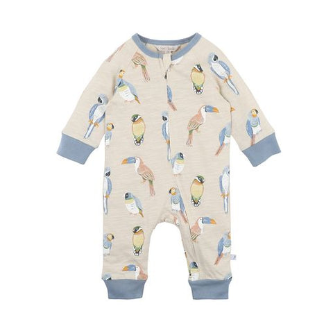 Fox & Finch Parrots Long Sleeve Zip Romper