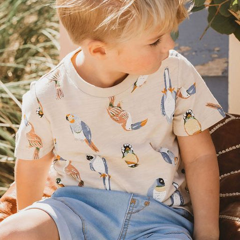 Fox & Finch Parrots Tee - Age 3Y-5Y