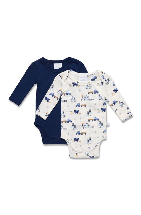 Marquise Boys 2 Pack Bodysuit - Farm Print