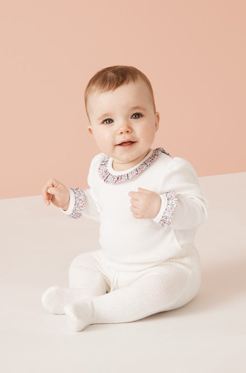 Marquise Girls Rib Bodysuit w Poplin Trim