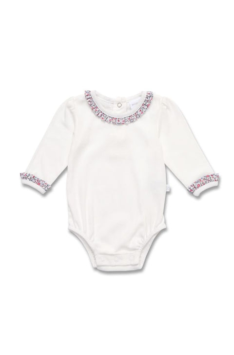 Marquise Girls Rib Bodysuit w Poplin Trim