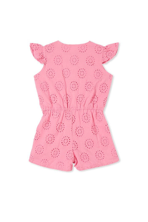 Milky Broderie Playsuit - Girls 2Y-7Y