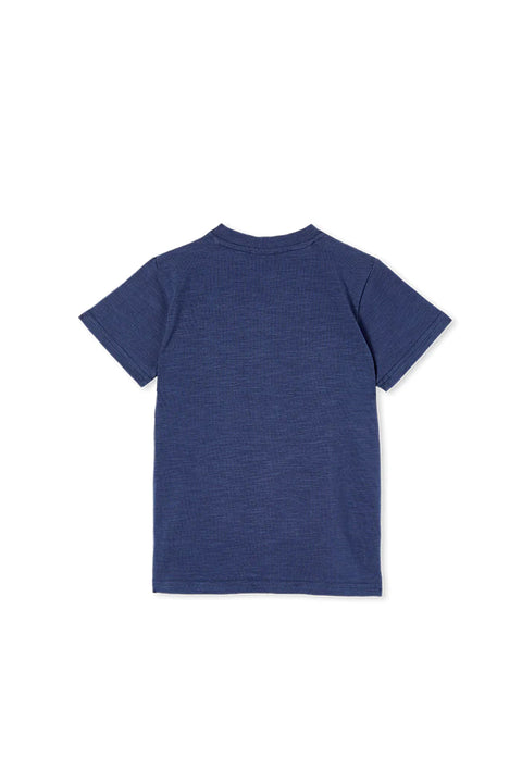 Milky Oil Blue Slub Henley - 2Y - 7Y