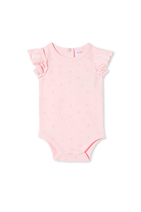 Milky White Rosebud Rib Bubbysuit