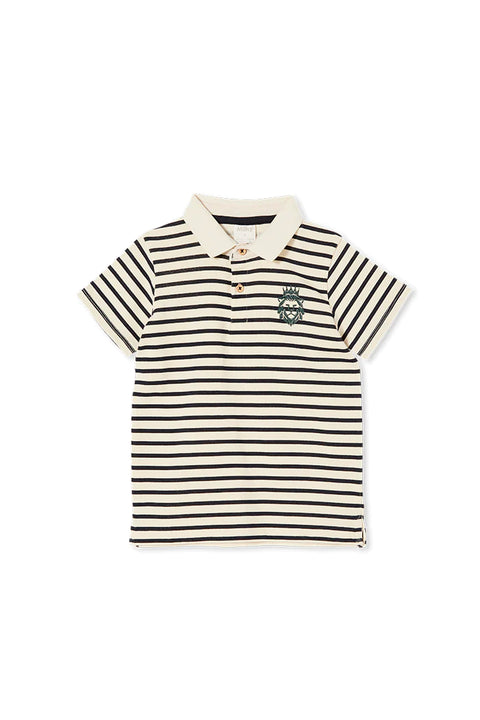 Milky Stripe Polo - Navy  Age 2Y to 7Y