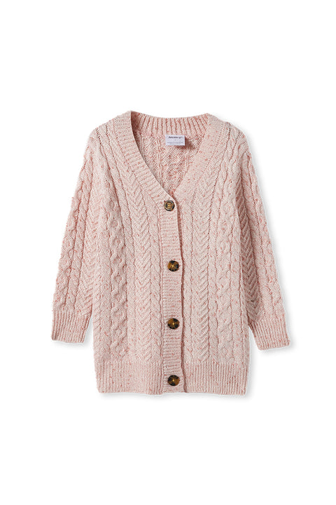 Milky Cable Fleck Knit Cardigan - Ice Pink