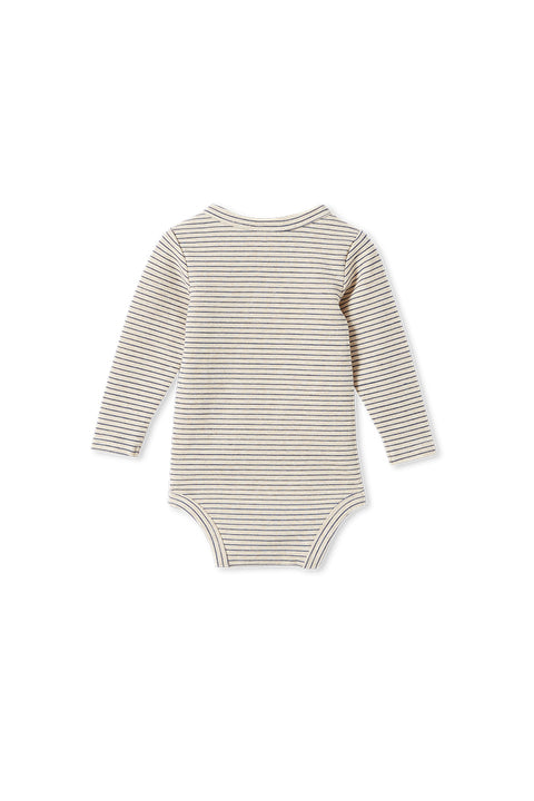 Milky Oatmeal Stripe Rib Boys Bubbysuit