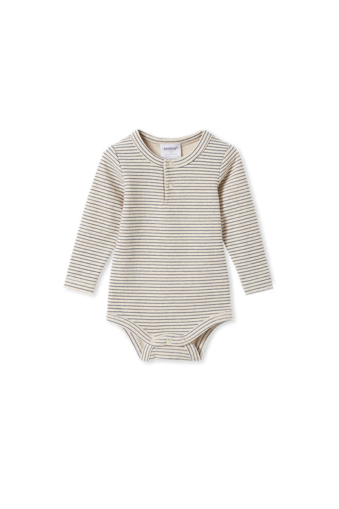 Milky Oatmeal Stripe Rib Boys Bubbysuit