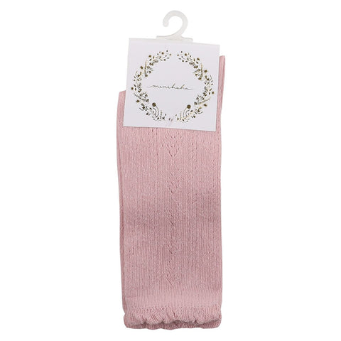 Bebe Pointelle Knee High Socks Dusty Pink - Girls