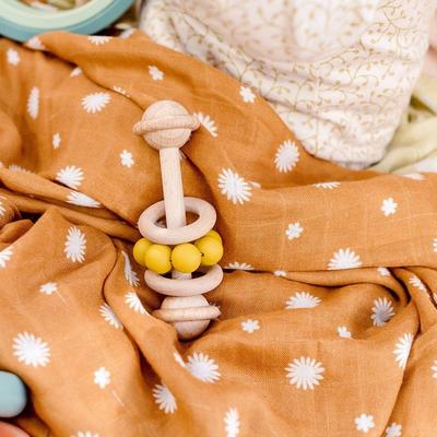 O.B. Designs Eco-Friendly Rattle - Organic Beechwood - Turmeric