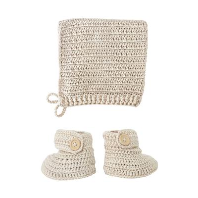 O.B. Designs Crochet Bonnet & Bootie Set - Vanilla