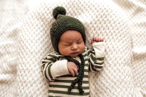 Snuggle Hunny Merino Wool Bonnet & Booties - Olive