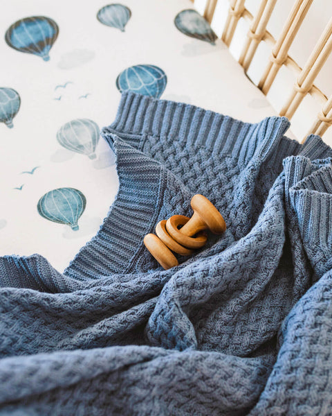 Snuggle Hunny Diamond Knit Baby Blanket - River