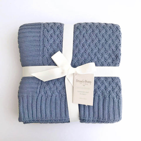 Snuggle Hunny Diamond Knit Baby Blanket - River