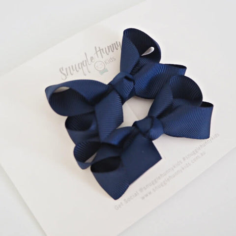 Snuggle Hunny Navy Clip Bows