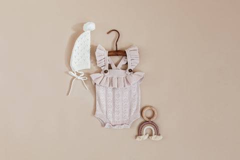 Aster & Oak Violet Heart Knit Romper