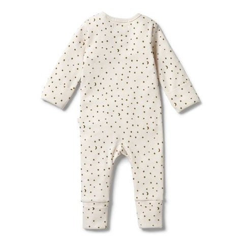 Wilson & Frenchy Organic Rib Zipsuit with Feet - Chasing the Moon