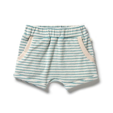 Wilson & Frenchy Organic Terry Shorts - Mineral Blue Stripe