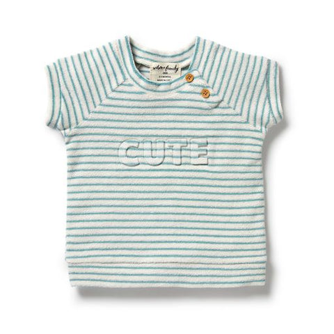 Wilson & Frenchy Organic Terry Sweat - Mineral Blue Stripe