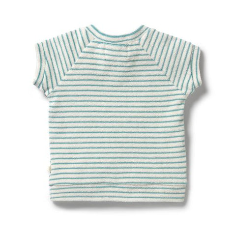 Wilson & Frenchy Organic Terry Sweat - Mineral Blue Stripe