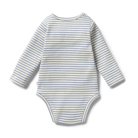 Wilson & Frenchy Blue Depths Organic Stripe Rib Bodysuit