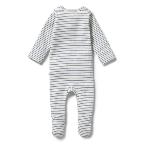 Wilson & Frenchy Blue Depths Organic Stripe Rib Zipsuit