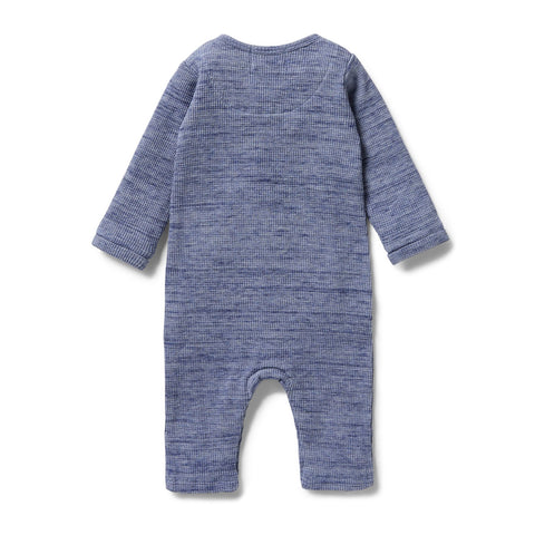 Wilson & Frenchy Blue Fleck Organic Waffle Slouch Growsuit