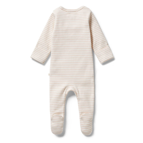 Wilson & Frenchy Cameo Rose Organic Stripe Rib Zipsuit