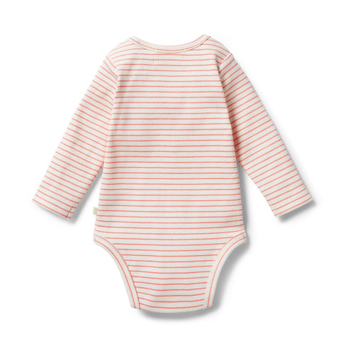 Wilson & Frenchy Coral Organic Stripe Rib Bodysuit