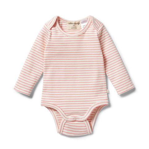 Wilson & Frenchy Coral Organic Stripe Rib Bodysuit